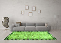 Machine Washable Abstract Green Modern Rug, wshabs3517grn