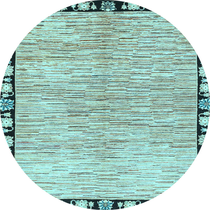 Round Machine Washable Abstract Light Blue Modern Rug, wshabs3517lblu