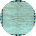 Round Machine Washable Abstract Light Blue Modern Rug, wshabs3517lblu