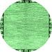 Round Abstract Emerald Green Modern Rug, abs3517emgrn