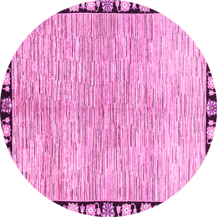 Round Abstract Pink Modern Rug, abs3517pnk