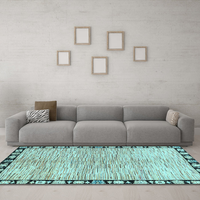 Machine Washable Abstract Light Blue Modern Rug in a Living Room, wshabs3517lblu