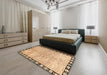 Abstract Light Brown Modern Rug in a Bedroom, abs3517