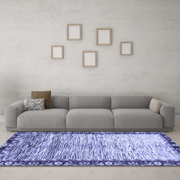 Machine Washable Abstract Blue Modern Rug in a Living Room, wshabs3518blu