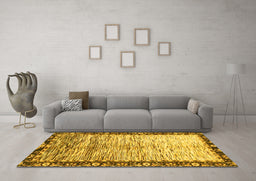 Machine Washable Abstract Yellow Modern Rug in a Living Room, wshabs3518yw