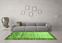 Machine Washable Abstract Green Modern Rug, wshabs3518grn