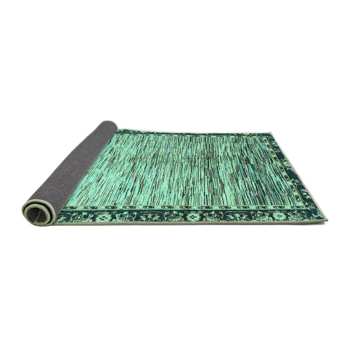 Sideview of Abstract Turquoise Modern Rug, abs3518turq