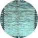 Round Machine Washable Abstract Light Blue Modern Rug, wshabs3518lblu