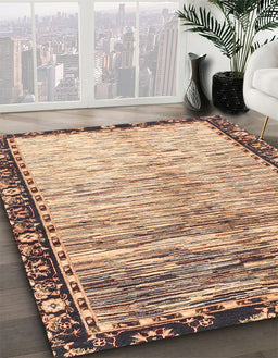 Abstract Yellow Modern Rug in Family Room, abs3518