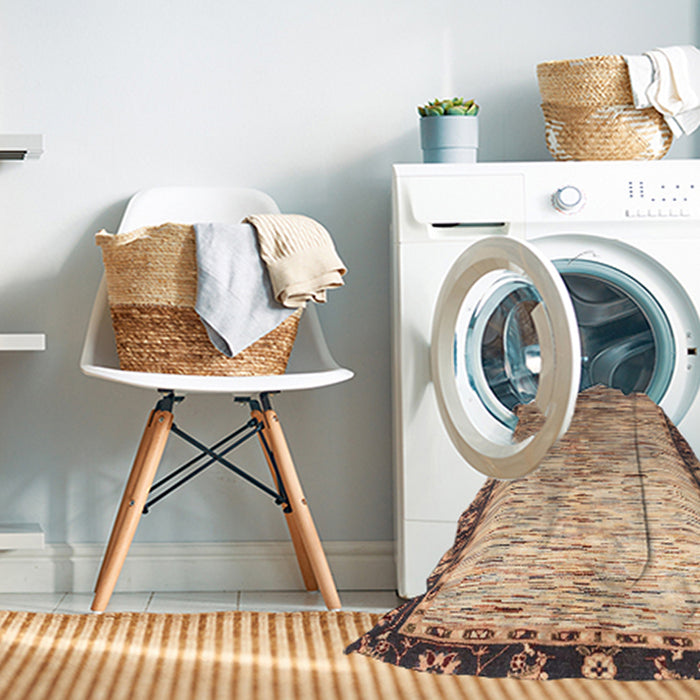 Machine Washable Abstract Yellow Rug in a Washing Machine, wshabs3518