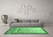 Machine Washable Abstract Emerald Green Modern Area Rugs in a Living Room,, wshabs3518emgrn