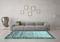 Machine Washable Abstract Light Blue Modern Rug, wshabs3518lblu