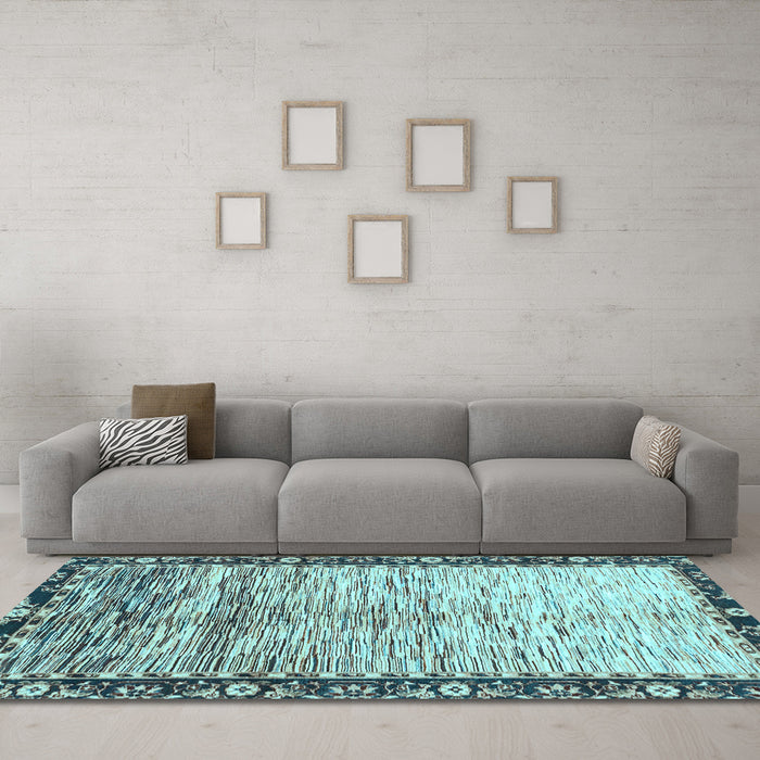 Machine Washable Abstract Light Blue Modern Rug in a Living Room, wshabs3518lblu