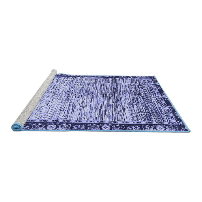 Sideview of Machine Washable Abstract Blue Modern Rug, wshabs3518blu