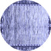 Round Abstract Blue Modern Rug, abs3518blu