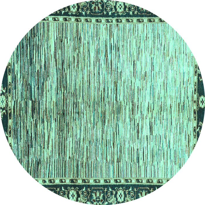 Round Abstract Turquoise Modern Rug, abs3518turq