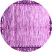 Round Machine Washable Abstract Purple Modern Area Rugs, wshabs3518pur