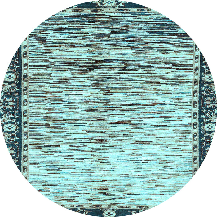 Round Abstract Light Blue Modern Rug, abs3518lblu