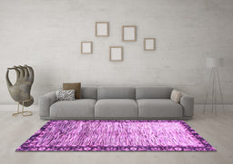 Machine Washable Abstract Purple Modern Area Rugs in a Living Room, wshabs3518pur