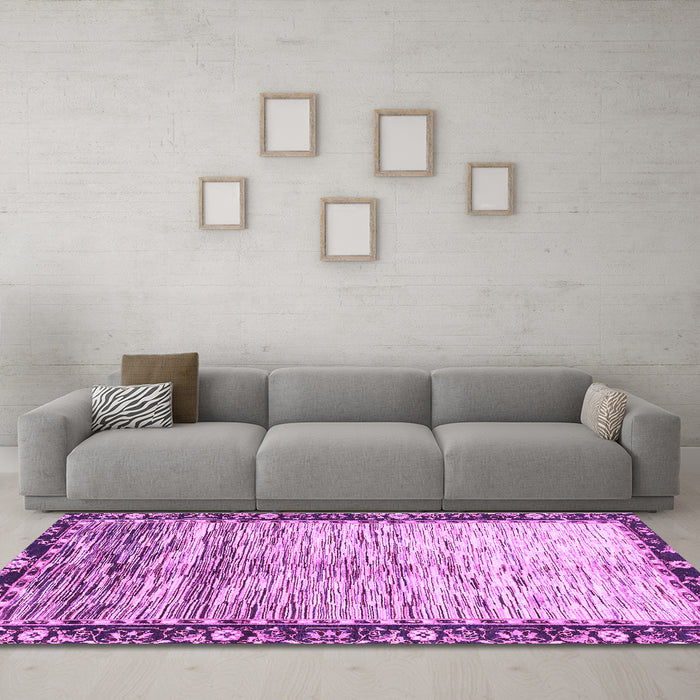 Machine Washable Abstract Purple Modern Area Rugs in a Living Room, wshabs3518pur