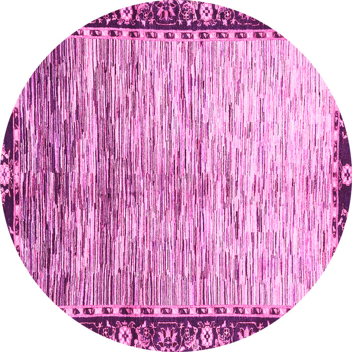 Round Machine Washable Abstract Pink Modern Rug, wshabs3518pnk