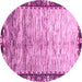 Round Machine Washable Abstract Pink Modern Rug, wshabs3518pnk