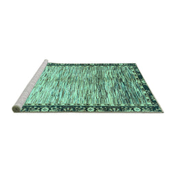 Sideview of Machine Washable Abstract Turquoise Modern Area Rugs, wshabs3518turq