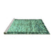 Sideview of Machine Washable Abstract Turquoise Modern Area Rugs, wshabs3518turq