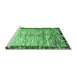 Sideview of Machine Washable Abstract Emerald Green Modern Area Rugs, wshabs3518emgrn