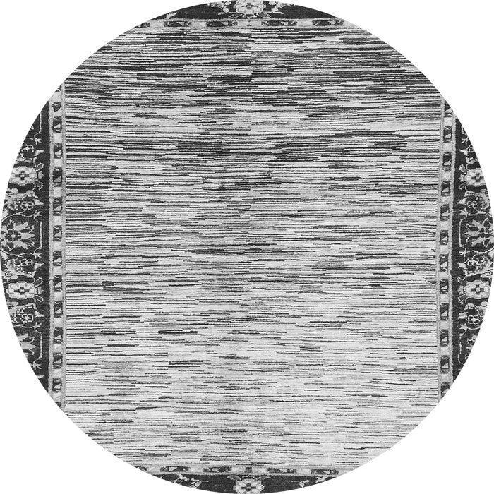 Round Machine Washable Abstract Gray Modern Rug, wshabs3518gry