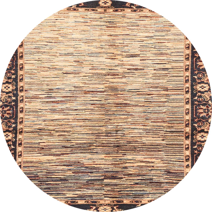 Round Abstract Yellow Modern Rug, abs3518