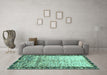 Machine Washable Abstract Turquoise Modern Area Rugs in a Living Room,, wshabs3518turq