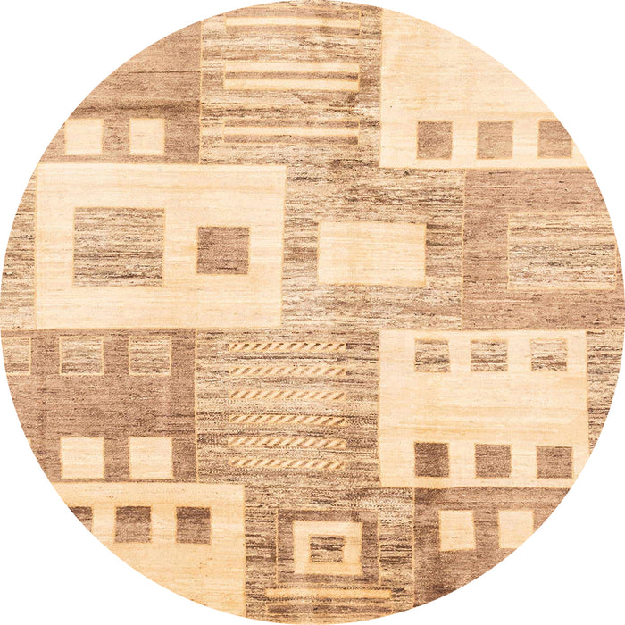 Round Abstract Brown Gold Modern Rug, abs3519