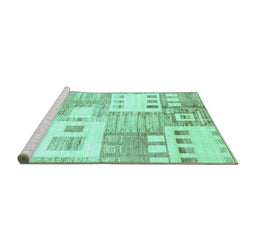 Sideview of Machine Washable Abstract Turquoise Modern Area Rugs, wshabs3519turq