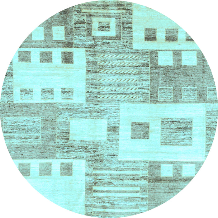 Round Abstract Light Blue Modern Rug, abs3519lblu