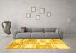 Machine Washable Abstract Yellow Modern Rug in a Living Room, wshabs3519yw