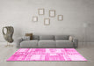 Machine Washable Abstract Pink Modern Rug in a Living Room, wshabs3519pnk