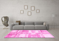 Machine Washable Abstract Pink Modern Rug, wshabs3519pnk