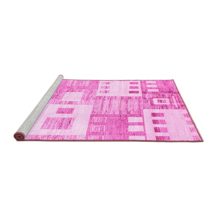 Sideview of Machine Washable Abstract Pink Modern Rug, wshabs3519pnk