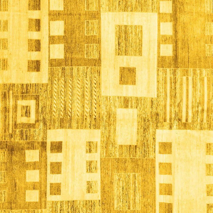 Square Machine Washable Abstract Yellow Modern Rug, wshabs3519yw