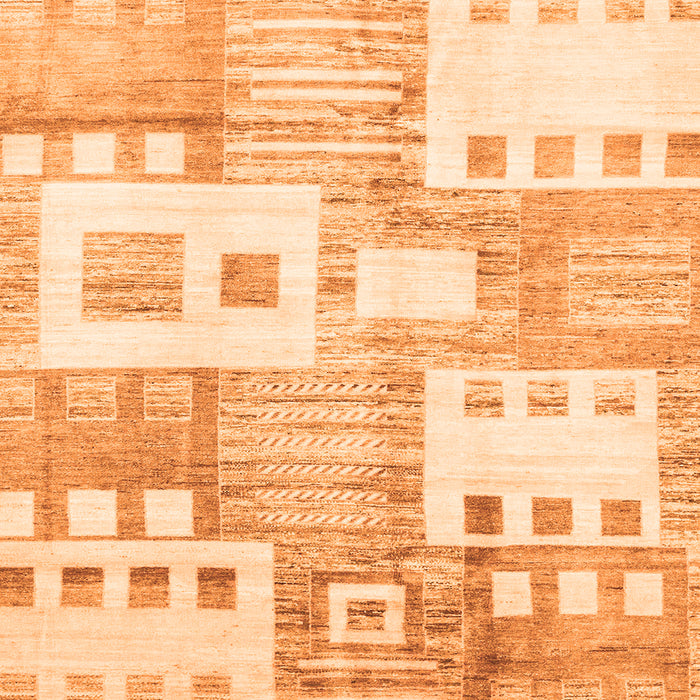 Square Machine Washable Abstract Orange Modern Area Rugs, wshabs3519org