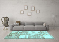 Machine Washable Abstract Light Blue Modern Rug, wshabs3519lblu