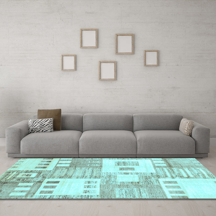 Machine Washable Abstract Light Blue Modern Rug in a Living Room, wshabs3519lblu