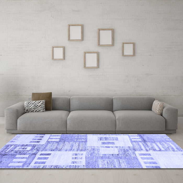 Machine Washable Abstract Blue Modern Rug in a Living Room, wshabs3519blu