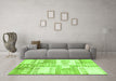 Machine Washable Abstract Green Modern Area Rugs in a Living Room,, wshabs3519grn