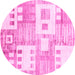 Round Abstract Pink Modern Rug, abs3519pnk