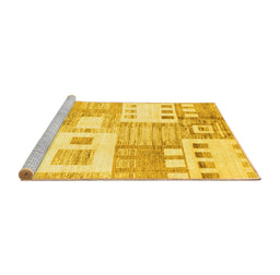 Sideview of Machine Washable Abstract Yellow Modern Rug, wshabs3519yw