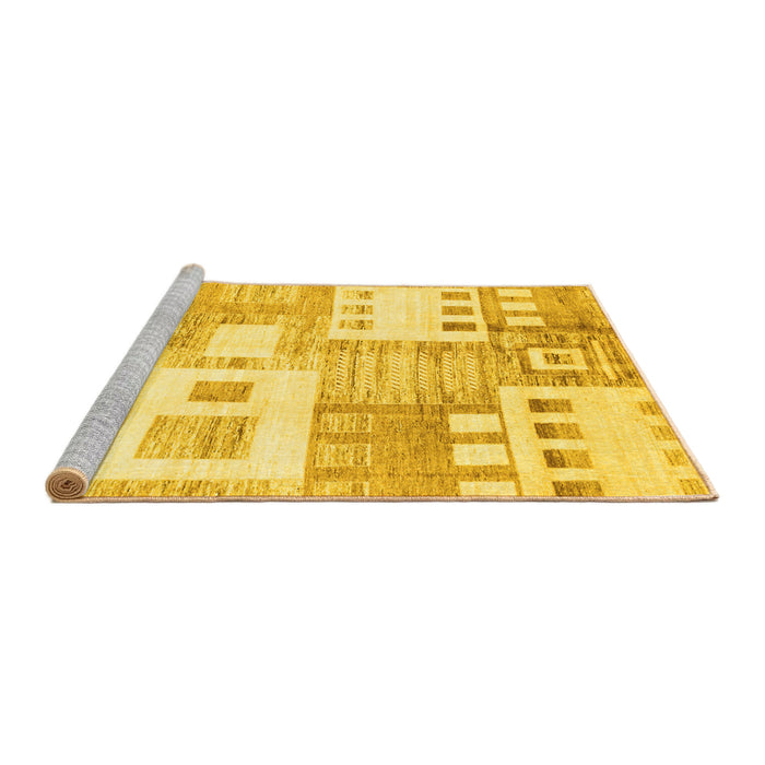 Sideview of Machine Washable Abstract Yellow Modern Rug, wshabs3519yw