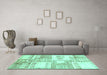 Machine Washable Abstract Turquoise Modern Area Rugs in a Living Room,, wshabs3519turq