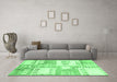 Machine Washable Abstract Emerald Green Modern Area Rugs in a Living Room,, wshabs3519emgrn